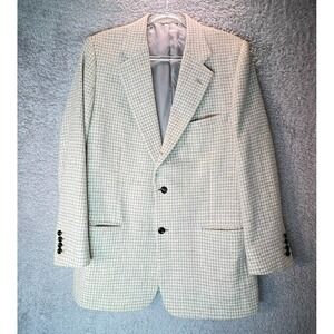 Holland & Sherry Wool Blazer Gray and White Houndstooth Sport Coat Tailored